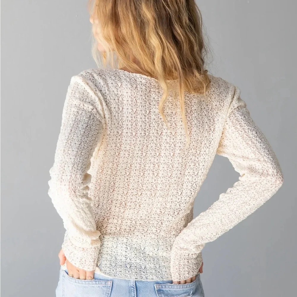 NATURAL LIFE Cream lace Blouse - Picture 6 of 6